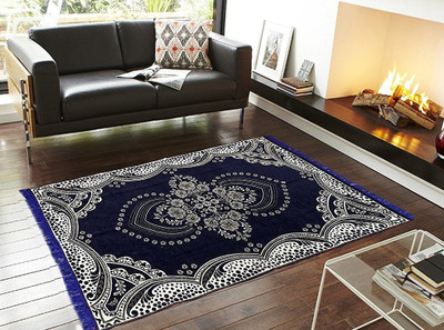 ABhomedecor Blue Chenille Carpet(152 cm X 213 cm)