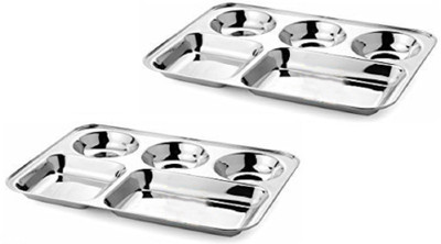 

Honey Compartment Plates Pack of 2 Dinner Set(Stainless Steel)