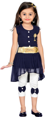 

Adiva Girls Midi/Knee Length Party Dress(Dark Blue, Sleeveless