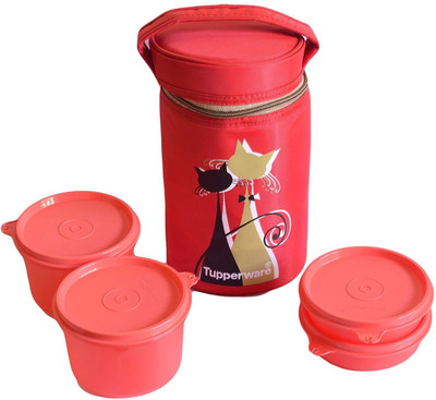 

Tupperware Whisker 4 Containers Lunch Box(1260 ml), Red