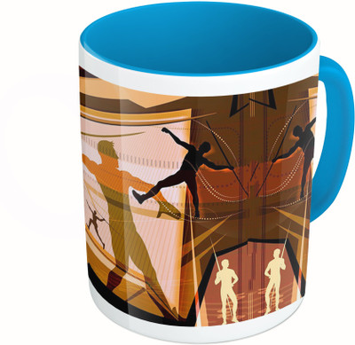 

MiiCreations Printed Two Tone Blue And White Designer Ceramic Mug(325 ml)