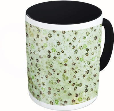 

MiiCreations Printed Two Tone Black And White Small Flower Pattern Ceramic Mug(325 ml)