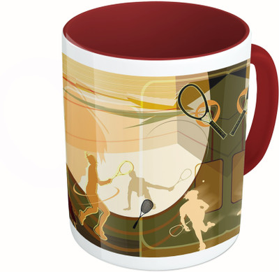 

MiiCreations Printed Two Tone Maroon And White Tennis Lovers Ceramic Mug(325 ml)