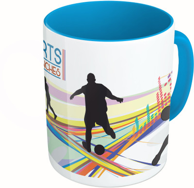 

MiiCreations Printed Two Tone Blue And White All Sports Are Games Of Inches Ceramic Mug(325 ml)
