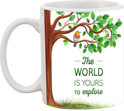

Ashvah The World is Yours to Explore 775 Ceramic Mug(350 ml), Multicolor