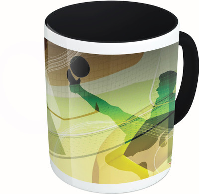 

MiiCreations Printed Two Tone Black And White Football Vector Ceramic Mug(325 ml)