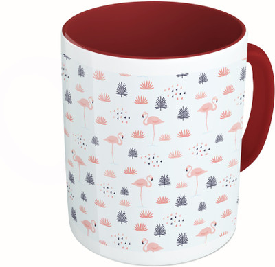 

MiiCreations Printed Two Tone Maroon And White Swan Pattern Ceramic Mug(325 ml)