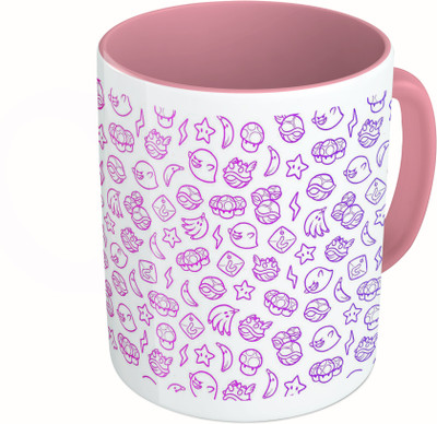 

MiiCreations Printed Two Tone Pink And White Fruits Ceramic Mug(325 ml)