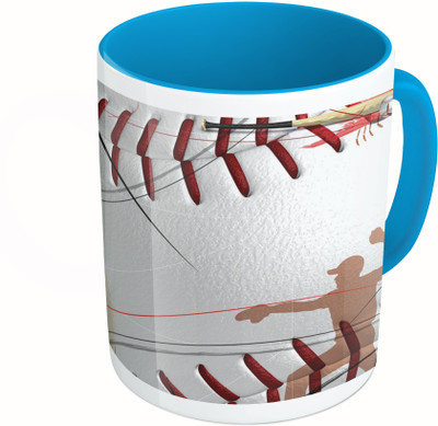 

MiiCreations Printed Two Tone Blue And White Baseball Vector Ceramic Mug(325 ml)