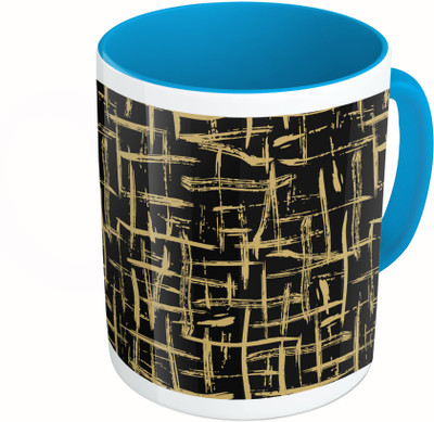 

MiiCreations Printed Two Tone Blue And White Lines Pattern Ceramic Mug(325 ml)