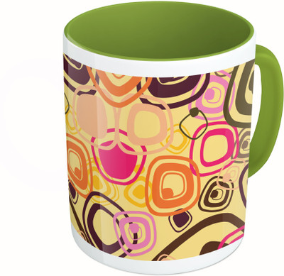 

MiiCreations Printed Two Tone Green And White Pattern Ceramic Mug(325 ml)