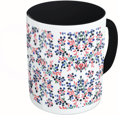 

MiiCreations Printed Two Tone Black And White Watercolor Floral Pattern Ceramic Mug(325 ml)