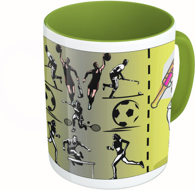 

MiiCreations Printed Two Tone Green And White Cricket Lovers Ceramic Mug(325 ml)