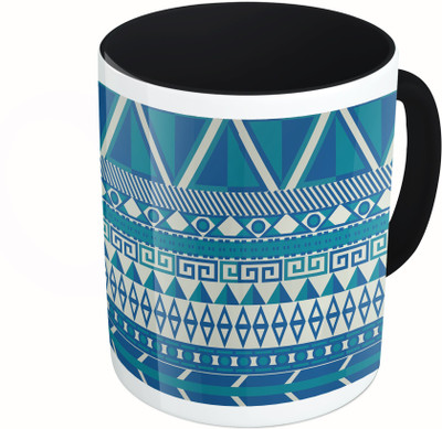 

MiiCreations Printed Two Tone Black And White Blue Pattern Ceramic Mug(325 ml)