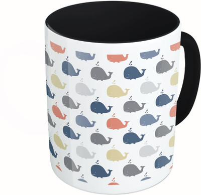 

MiiCreations Printed Two Tone Black And White Blue Whale Ceramic Mug(325 ml)