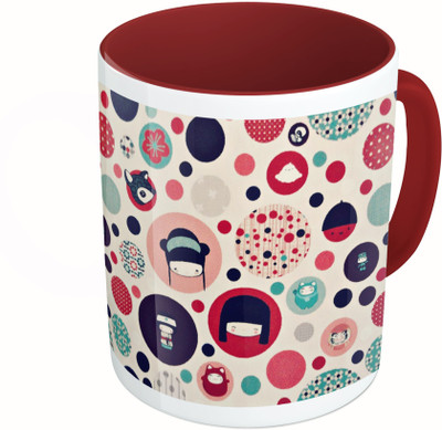 

MiiCreations Printed Two Tone Maroon And White Winter Pattern Ceramic Mug(325 ml)