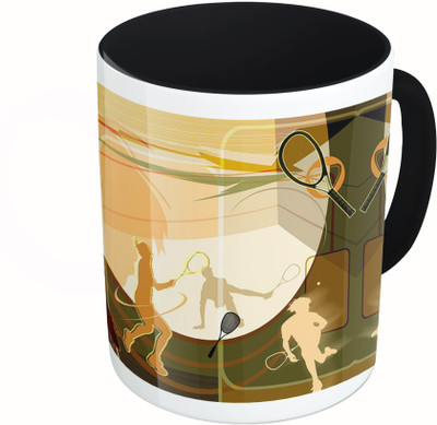 

MiiCreations Printed Two Tone Black And White Tennis Lovers Ceramic Mug(325 ml)