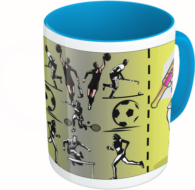 

MiiCreations Printed Two Tone Blue And White Cricket Lovers Ceramic Mug(325 ml)