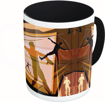 

MiiCreations Printed Two Tone Black And White Designer Ceramic Mug(325 ml)