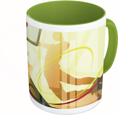 

MiiCreations Printed Two Tone Green And White BasketBall Vector Ceramic Mug(325 ml)