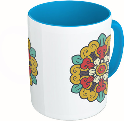 

MiiCreations Printed Two Tone Blue And White Design Ceramic Mug(325 ml)