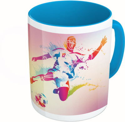 

MiiCreations Printed Two Tone Blue And White Colorful Football Player Ceramic Mug(325 ml)