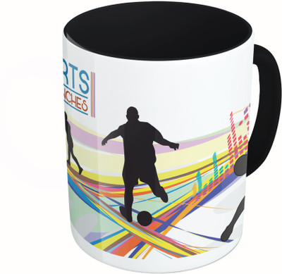 

MiiCreations Printed Two Tone Black And White All Sports Are Games Of Inches Ceramic Mug(325 ml)