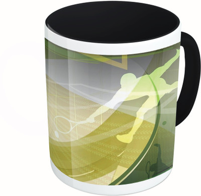 

MiiCreations Printed Two Tone Black And White Tennis Vector Ceramic Mug(325 ml)