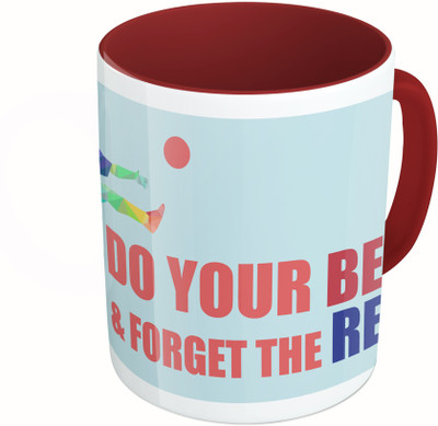 

MiiCreations Printed Two Tone Maroon And White Do Your Best & Forget The Best Ceramic Mug(325 ml)