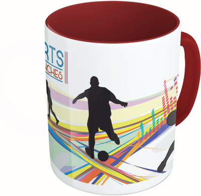 

MiiCreations Printed Two Tone Maroon And White All Sports Are Games Of Inches Ceramic Mug(325 ml)