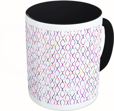 

MiiCreations Printed Two Tone Black And White Colorful Circle Pattern Ceramic Mug(325 ml)