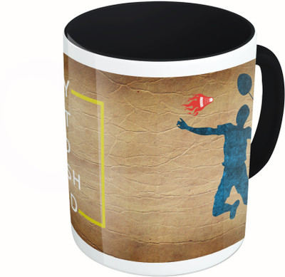 

MiiCreations Printed Two Tone Black And White Play Fast And Smash Hard Ceramic Mug(325 ml)