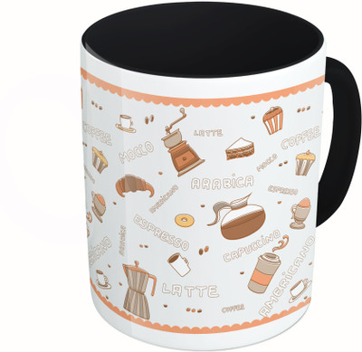 

MiiCreations Printed Two Tone Black And White Capuccino Pattern Ceramic Mug(325 ml)