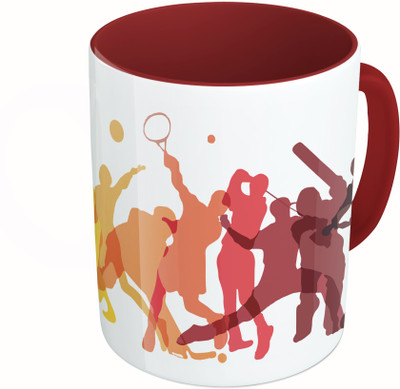 

MiiCreations Printed Two Tone Maroon And White Sports Player Ceramic Mug(325 ml)