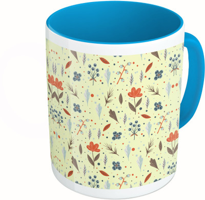 

MiiCreations Printed Two Tone Blue And White Flower Ceramic Mug(325 ml)