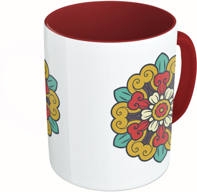 

MiiCreations Printed Two Tone Maroon And White Design Ceramic Mug(325 ml)
