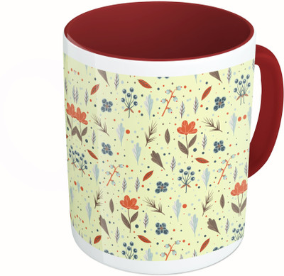 

MiiCreations Printed Two Tone Maroon And White Flower Ceramic Mug(325 ml)