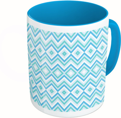 

MiiCreations Printed Two Tone Blue And White Seamless Line Pattern Ceramic Mug(325 ml)