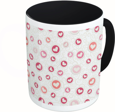 

MiiCreations Printed Two Tone Black And White Heart Design Pattern Ceramic Mug(325 ml)