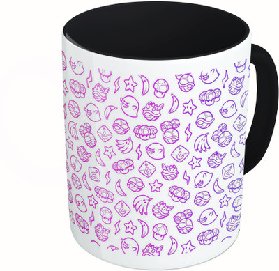 

MiiCreations Printed Two Tone Black And White Fruits Ceramic Mug(325 ml)