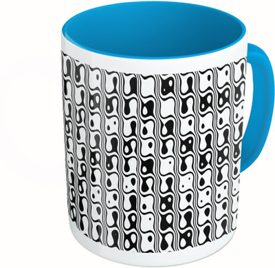 

MiiCreations Printed Two Tone Blue And White Patterns Ceramic Mug(325 ml)