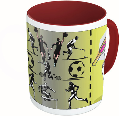 

MiiCreations Printed Two Tone Maroon And White Cricket Lovers Ceramic Mug(325 ml)