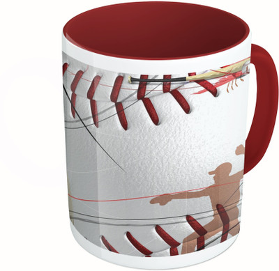 

MiiCreations Printed Two Tone Maroon And White Baseball Vector Ceramic Mug(325 ml)