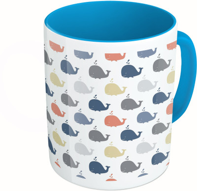 

MiiCreations Printed Two Tone Blue And White Blue Whale Ceramic Mug(325 ml)