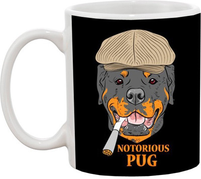 

Ashvah Notorious PUG 745 Ceramic Mug(350 ml), Multicolor
