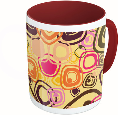 

MiiCreations Printed Two Tone Maroon And White Pattern Ceramic Mug(325 ml)