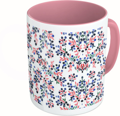 

MiiCreations Printed Two Tone Pink And White Watercolor Floral Pattern Ceramic Mug(325 ml)