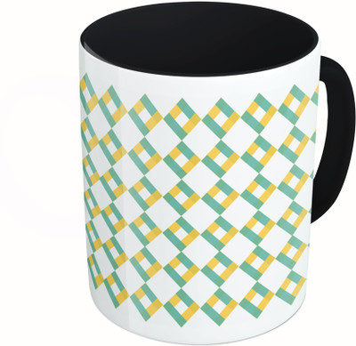 

MiiCreations Printed Two Tone Black And White Box Pattern Ceramic Mug(325 ml)