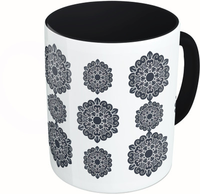 

MiiCreations Printed Two Tone Black And White Black Design Ceramic Mug(325 ml)