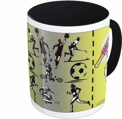 

MiiCreations Printed Two Tone Black And White Cricket Lovers Ceramic Mug(325 ml)